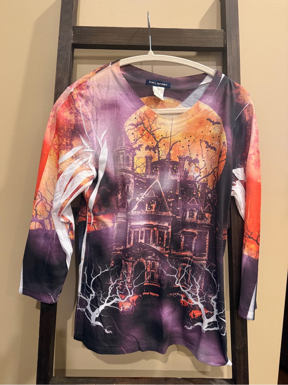 SML Sport Haunted Mansion Long Sleeve Shirt - Purple & Orange